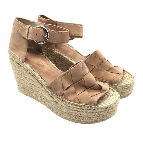 Marc Fisher Shoes - Marc Fisher Womens Sandals Espadrille Wedge Platform Ankle Strap Suede Beige 11